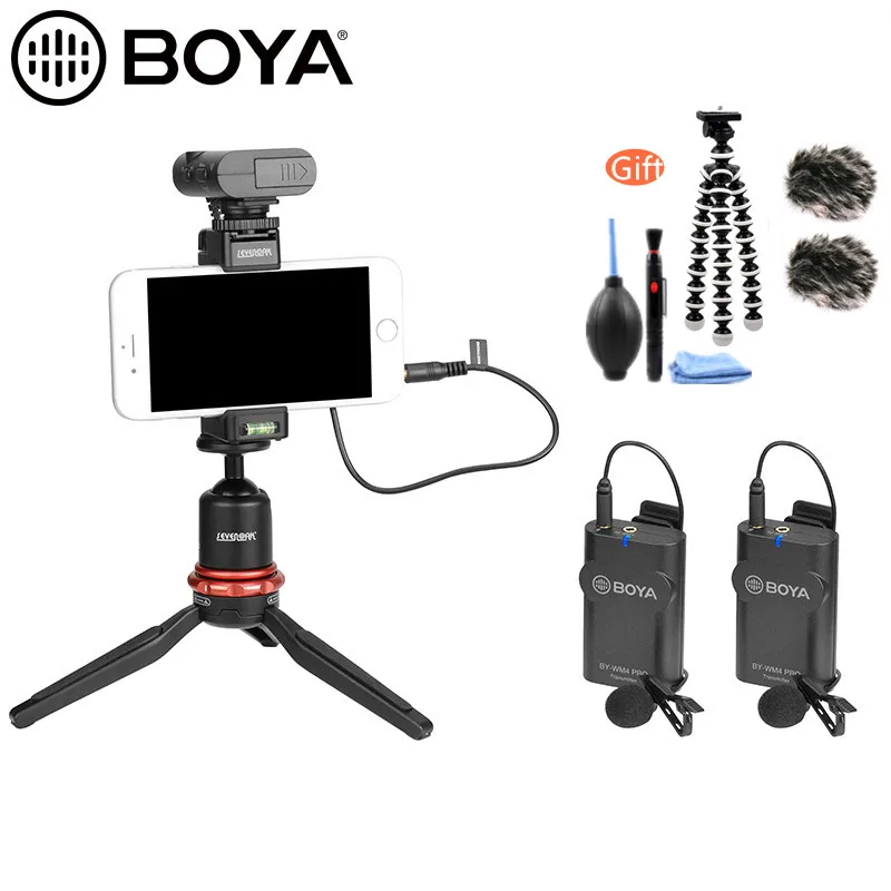 BOYA BY WM4 Pro Двухканальный беспроводной микрофон система передатчиков Lavalier с