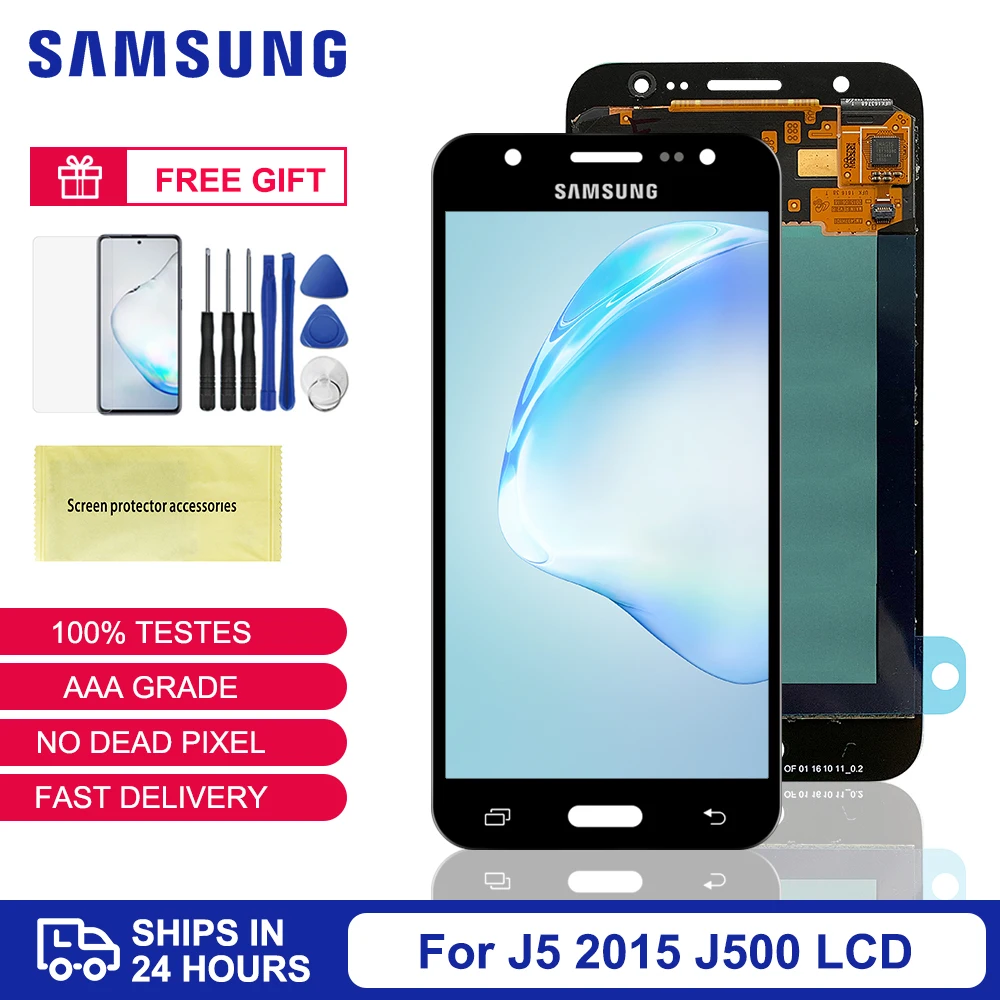 

ЖК-дисплей Super AMOLED для Samsung Galaxy J5 2015, ЖК-дисплей J500, J500F, J500G, J500M, J500H, J500FN, ЖК-дисплей с сенсорным экраном и дигитайзером