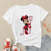 minnie with the trident printed women t shirts cartoon aesthetic o neck vetement hot selling disney cute brand clothing harajuku