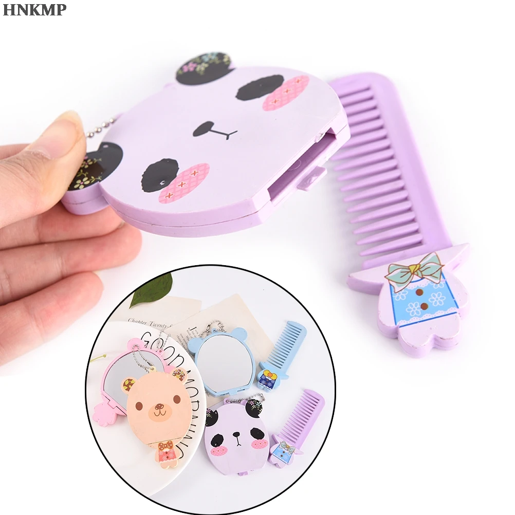 

GU102 искусственное мини-зеркало для макияжа + расческа для большого лица с мультяшными животными