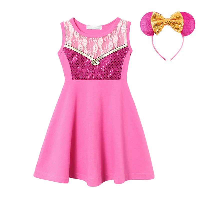 Elsa Pink Set Праздничное платье принцессы с героями мультфильмов костюмы для девочек Elena Рапунцель Золушка Эльза Белоснежка Белль Эльза Анна Ариэль Минни Маус платья - Цвет: Elsa Pink Set