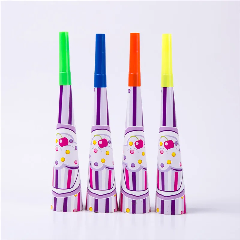 Horn-6pcs Розовый Кекс тематическая вечеринка на день рождения украшения Детские праздничные принадлежности одноразовые столовые приборы бумажные стаканчики и тарелки салфетки детский душ - Цвет: Horn-6pcs