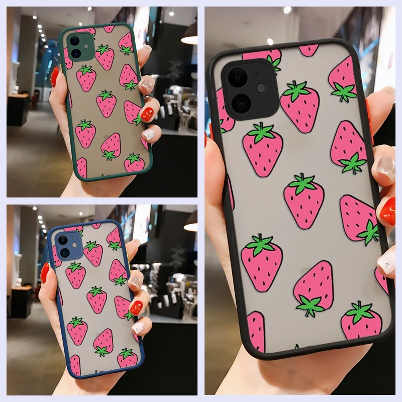 

Strawberry Case For Redmi Note 2 3 4 5 4x 8 10 Prime Pro 4G 5G Phone Case Shockproof Armor Matte Phone Fetal Fashion