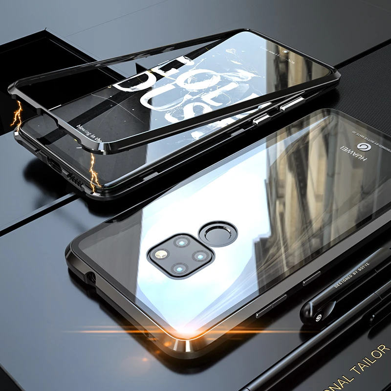 Роскошный Магнитный чехол для Huawei Mate 20 Pro Lite металлический бампер магниты