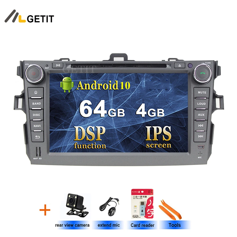 Android 10 автомобильный DVD плеер GPS стерео радио для Toyota Corolla 2007 2008 2009 2010 2011 с BT