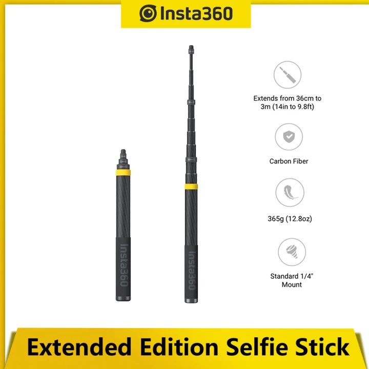 

Insta360 3 Metre Extended Edition Invisible Selfie Stick Action 4K Camera Accessories Carbon Fiber Handle for ONE X2/ONE R/ONE X