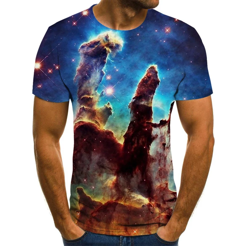 2020 Новая летняя футболка с галактикой звездное небо 3D Принт футболки модные топы