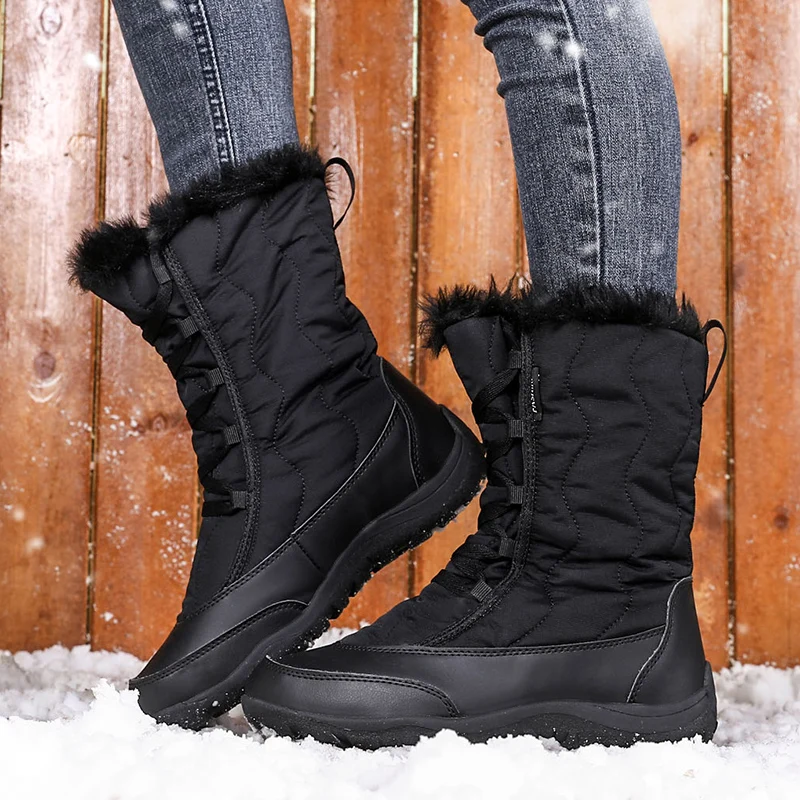 Женские ботинки Зимние 2020 года водонепроницаемые Нескользящие резиновые
