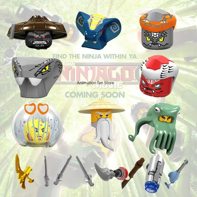 

Ninjago Japanese Anime Action Figures Weapons Soldiers Movie Construction Set Cartoon Toys for Boy Diy Comic Compatible A049-056