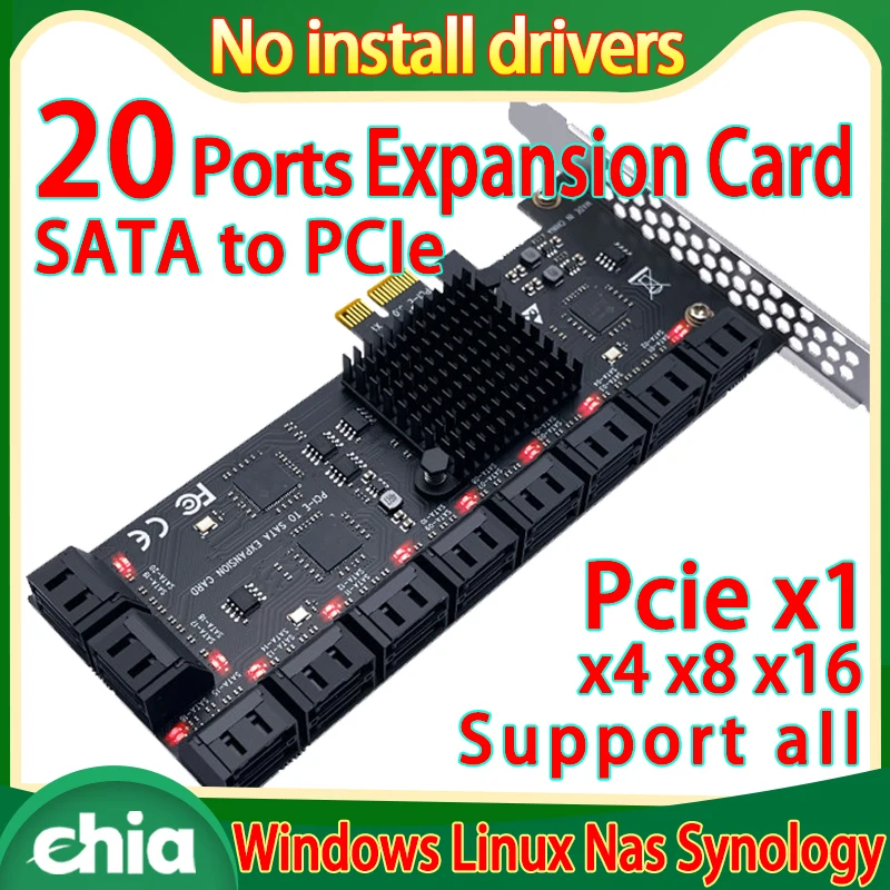 Адаптер SATA PCI-E 12/16/20/24 порта Sata 3 0 на PCIe x1 X4 x16 карта расширения жесткого диска