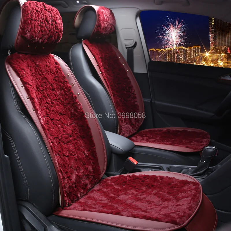 1 pc red 1 шт. зимний чехол для сиденья автомобиля теплый плюшевый кроличья шерсть переднее сиденье Подушка коврик протектор со спинкой Авто Грузовик внедорожник или фургон - Название цвета: 1 pc red