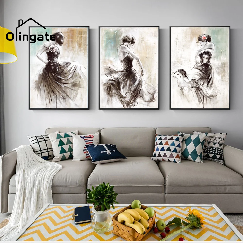 

Modern Portrait Canvas Poster Abstract Modern Girl Ballerina Wall Picture Print One Piece Canvas Art Home Decor for Living Room
