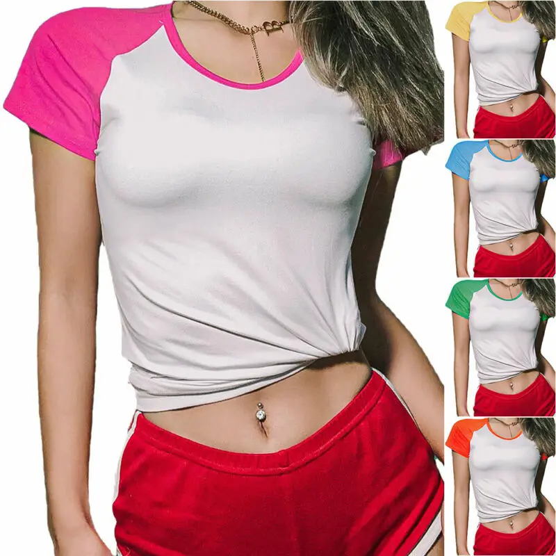 

Patchwork t Shirt Women Clothing Summer Top Tees Woman Clothing Round Neck T-Shirt Short Sleeve Tee Tops