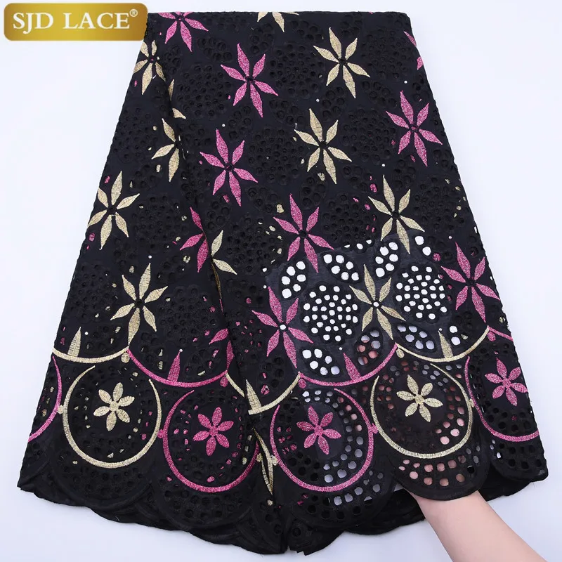 

SJD LACE African Nigerian Cotton Lace Fabric High Quality Swiss Voile Lace Embroiderey Punch Cotton For Party Dress Sewing A1794