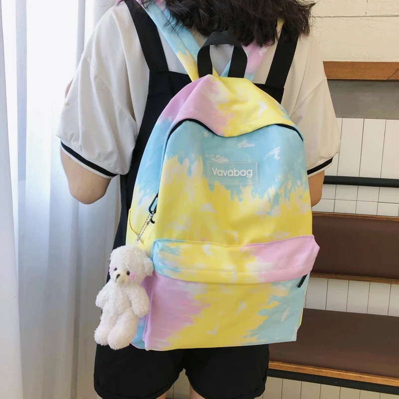 

Fashion Backpack Panelled Color Nylon Women Backpack School Bag For Teens Casual Shoulder Bag Mochila Travel Back Pack