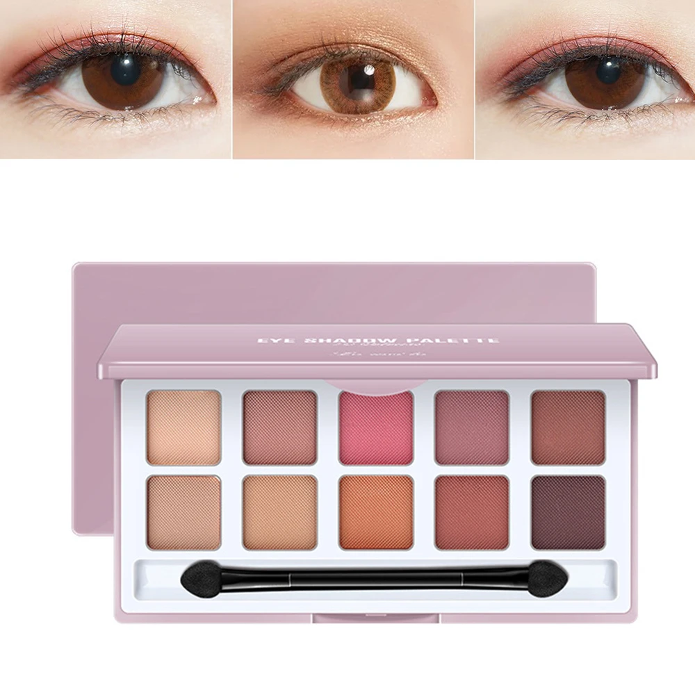Матовый телесный 10 цветов блестящие тени для макияжа Pallete матовые тени для век Палитра мерцающий блеск алмазные тени для век порошок пигмент