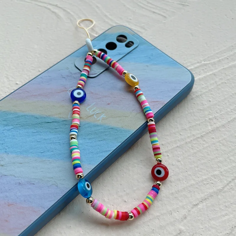 2021 New Colorful Rice Beads Mobile Phone Chain Female Cute Soft Pottery Fruit Beaded Hanging Jewelry Accessories |