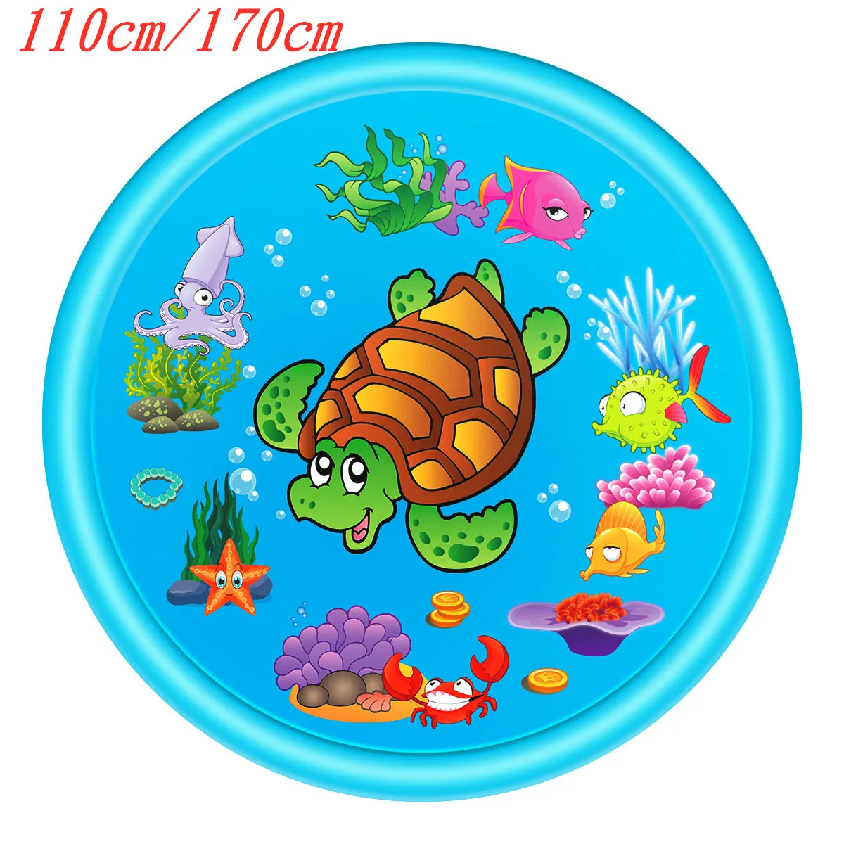 170 см/110 см уличный коврик для распыления воды летняя мультяшная морская черепаха