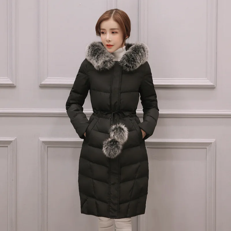 Парка женская с капюшоном и большим меховым воротником|Женские парки| |