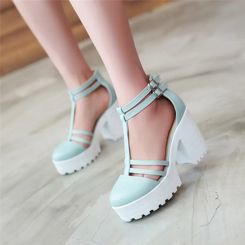 

MoonMeek 2020 Big size 34-46 fashion women pumps sexy extreme high heels round toe ladies shoes platform buckle shoes