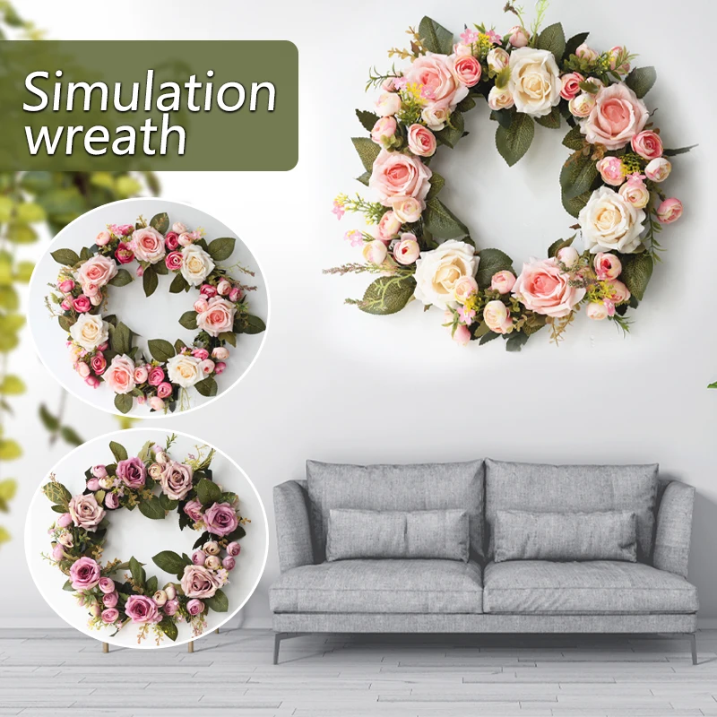 

Silk Artificial Rose Flowers Wreaths Door Perfect Decor Simulation Garland For Wedding Home Party Wall Hanging Decoration