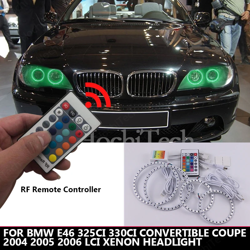 Мульти-Цвет RGB светодиодный ангельские глаза гало кольца светильник для BMW E46 325ci