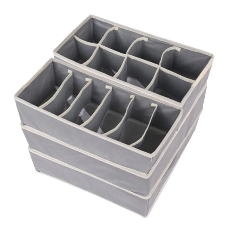 

2021 The New 4 Pcs Set Closet Organizers Boxes Underwear Bra Organizer Storage Box Beige Drawer for Underwear Scarfs Socks Bra