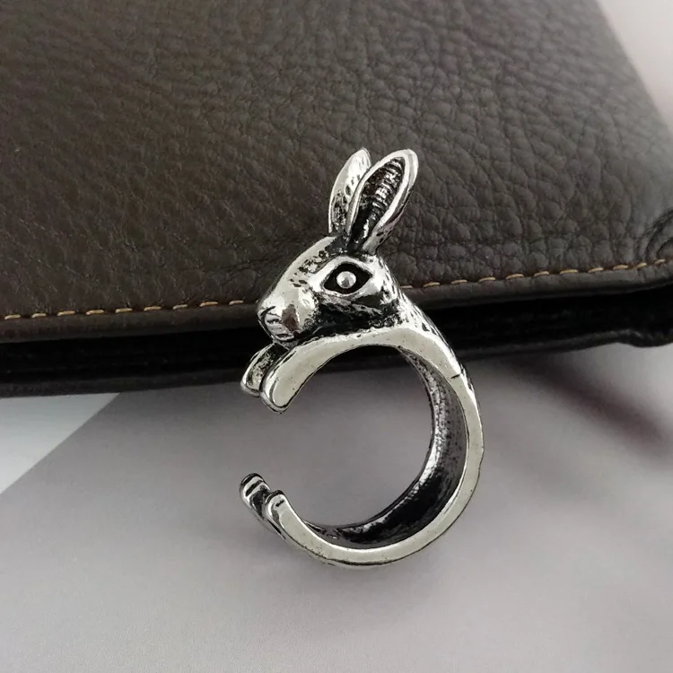 

Couple Ring Silver Plated Cute Rabbit Opening Ring Punk Men and Women Commitment Ring Fashion Girl Jewelry Birthday Gift