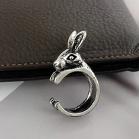 couple ring silver plated cute rabbit opening ring punk men and women commitment ring fashion girl jewelry birthday gift