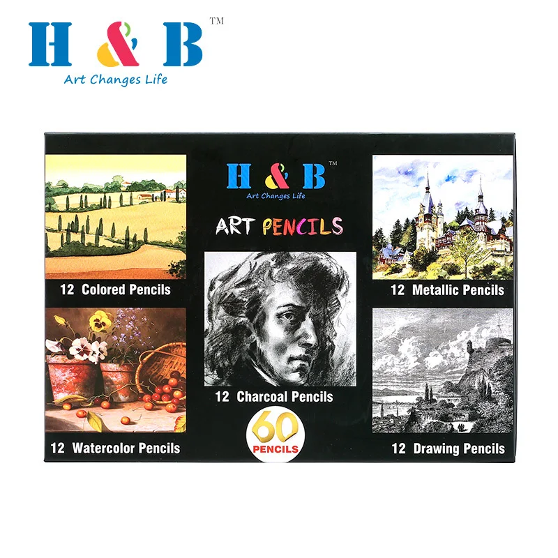 Карандаши деревянные цветные водорастворимые 60 цветов | Канцтовары для офиса и