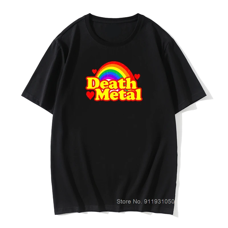 

Men 100% Cotton T Shirt Adult Death Metal Funny Rainbow Awesome T-shirts Guys Graphic Tops & Tees