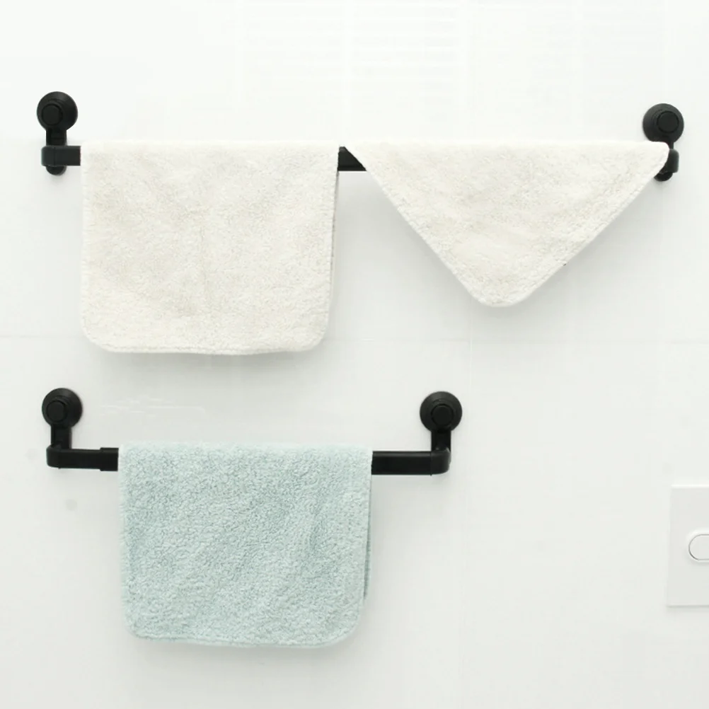 

1PC Vacuum Cup Towel Rack Suction Cup Towel Rod Towel Hanger for Bathroom Kitchen Home (Black)