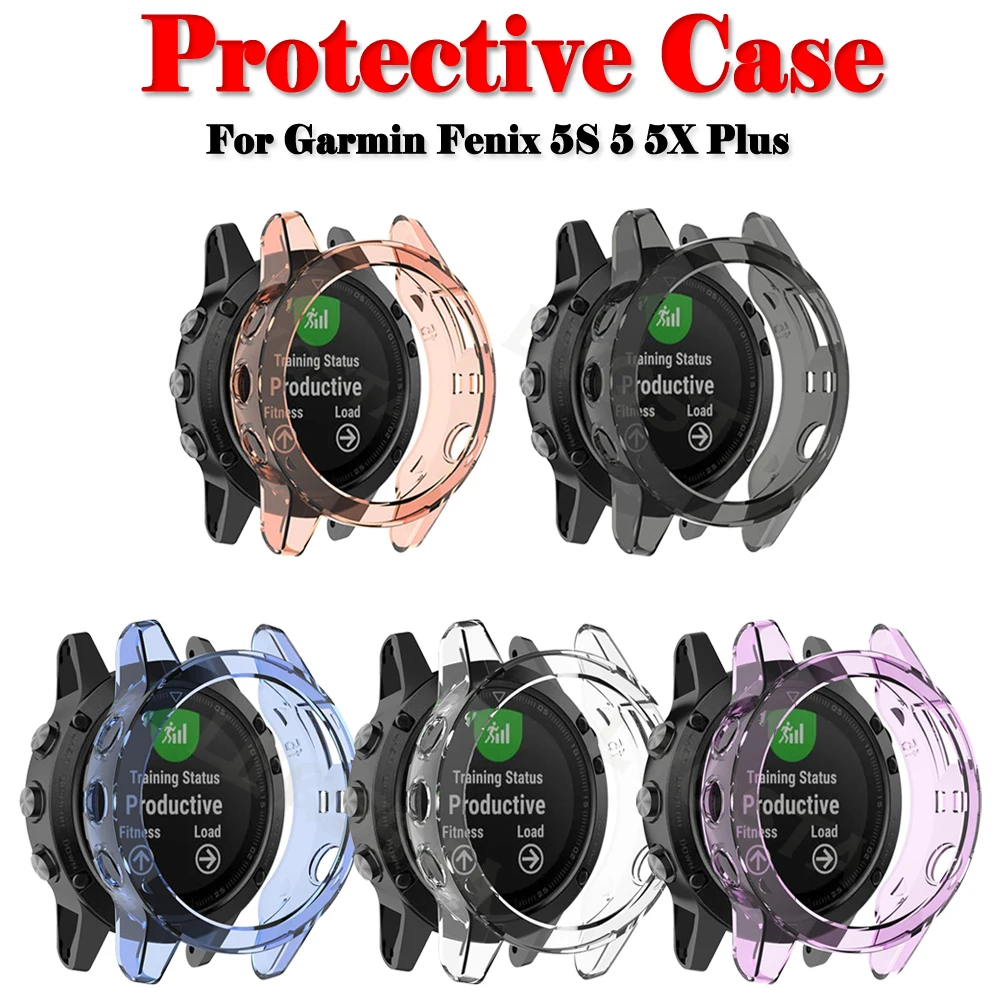 

For Garmin Fenix 5S 5 5X Plus Silicone TPU Soft Bumper Shell Smartwatch High Quality Protective Case Cover Accessories Protector