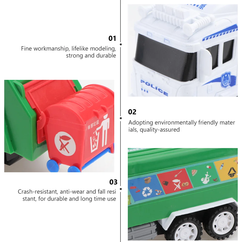 

1 Set of Kids Sanitation Car Garbage Truck Set Pull-back Car (Random Color)