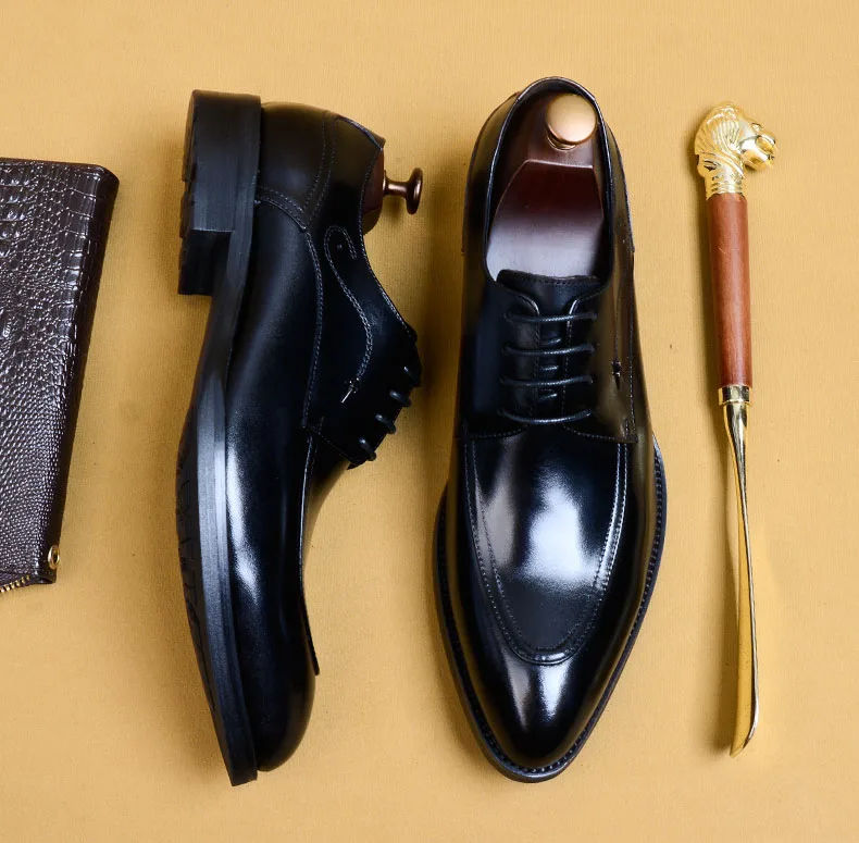 Туфли мужские классические из натуральной кожи официальная обувь свадьба модные