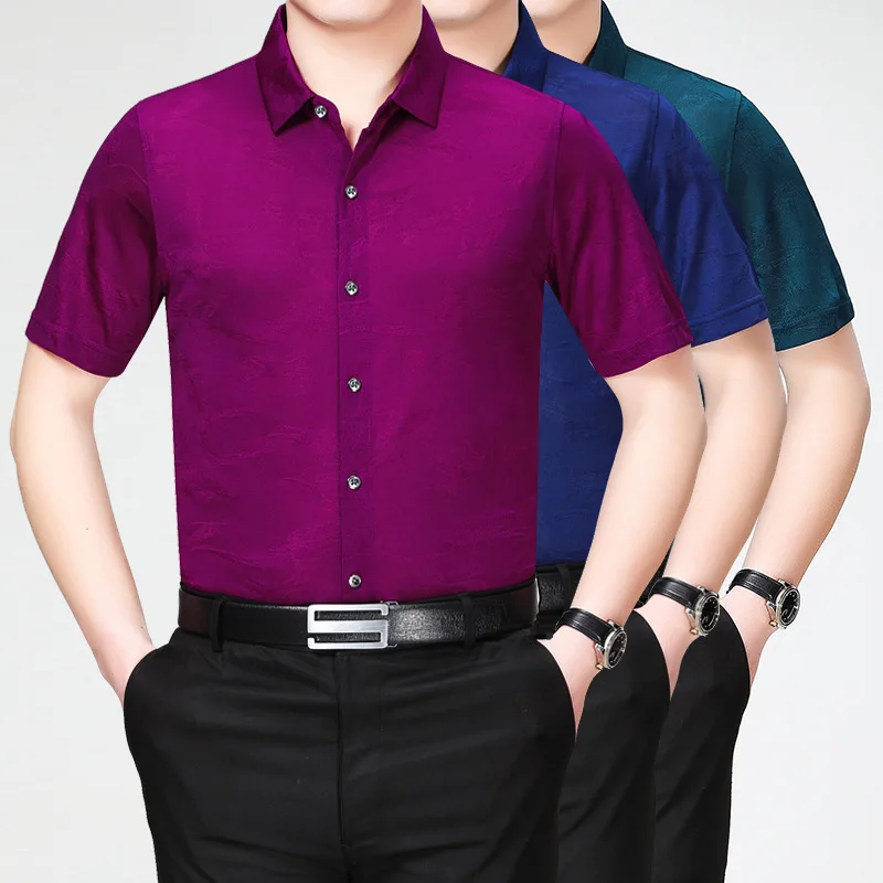 Рубашка мужская летняя с коротким рукавом 2020 шелковая 100% | Мужская одежда