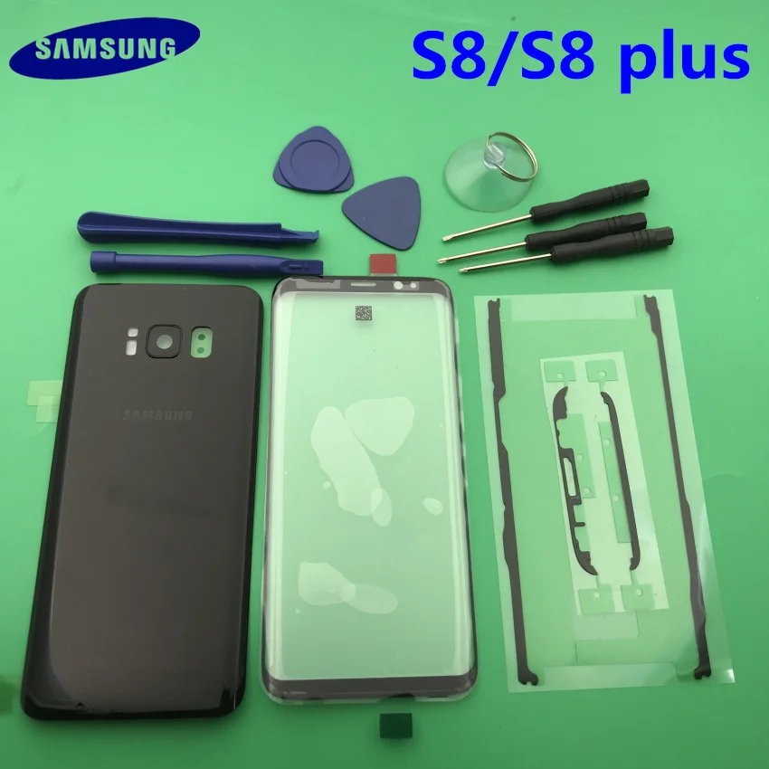 Передний экран стекло объектив samsung Galaxy s8 edge G950 S8 plus G955 Задняя крышка батареи задняя крышка корпус с клеем