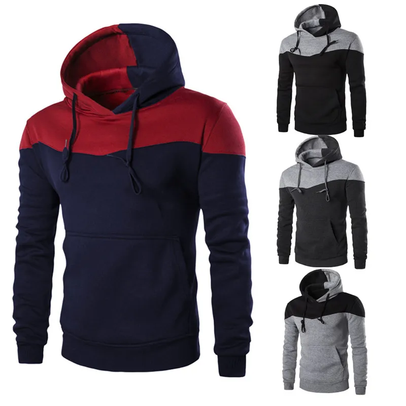 Мужская хлопковая толстовка в полоску облегающая теплая с капюшоном и длинным