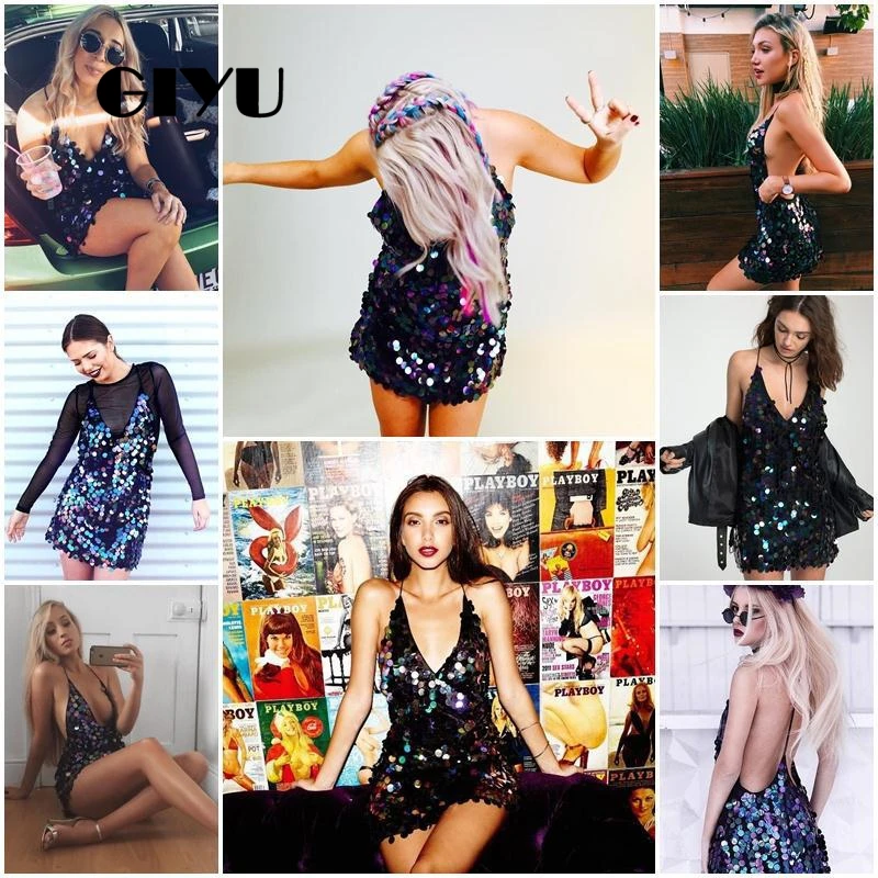 GIYU сексуальные женские короткие платья с v-образным вырезом открытой спиной