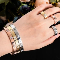 high quality new trendy stackable sparkly bangle ring set mix match for women full micro cubic zircon party wedding saudi arabic
