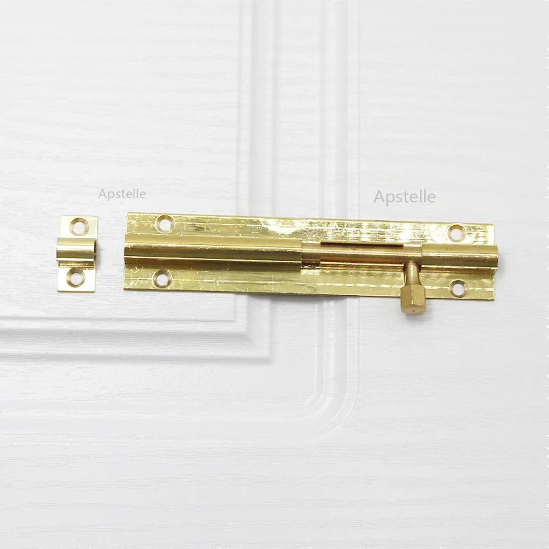 Top Selling Brass Doors Slide Latch Lock Bolt Latch Barrel Home Gate Safety Hardware Screws 4 Size 1.5/2/3/4 Inch Gold Color images - 6