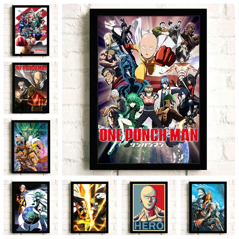 Картина One Punch Man из японского аниме мультяшная живопись искусство домашний