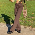 Винтажные коричневые женские джинсы, уличная одежда с высокой талией, классические Широкие джинсовые брюки 2021 Brwn, повседневные весенние брюки в стиле Харадзюку для девочек