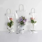 Прозрачная сумка с длинным сумка из материала PVC для украшения цветочных букетов, портативная прозрачная подарочная упаковка