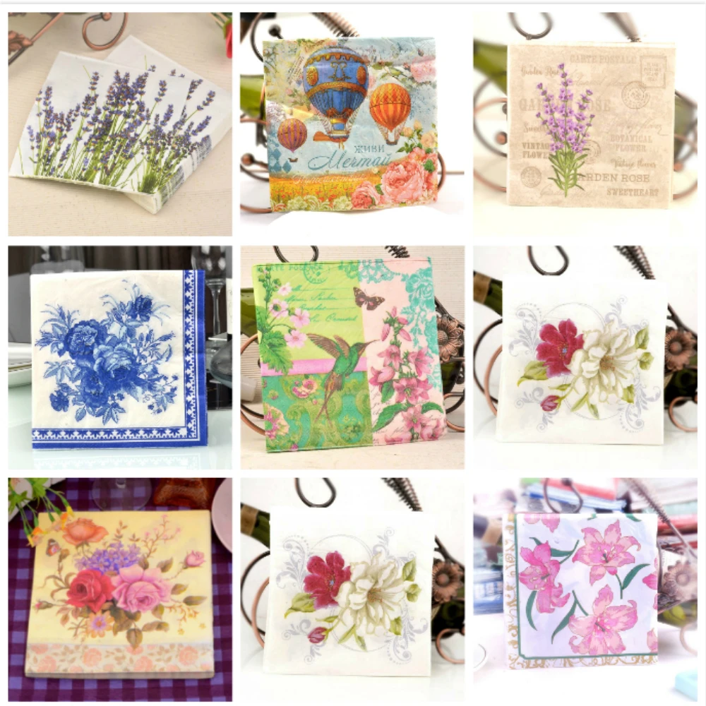 10 шт Цветочный Цветок тема бумажные салфетки еда праздничные вечерние декупаж