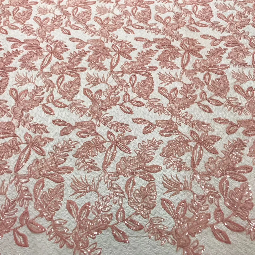 Новое поступление африканская кружевная ткань с блестками рисунком листьев из