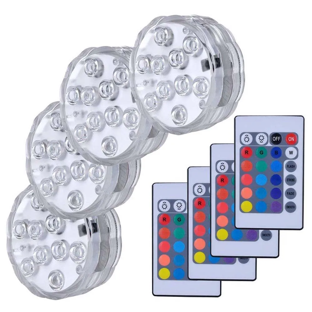 

Погружные светодиодные лампы RGB, подводные точечные светильники на батарейках с дистанционным управлением, уличная лампа для ВАЗ, чаш, пруд...