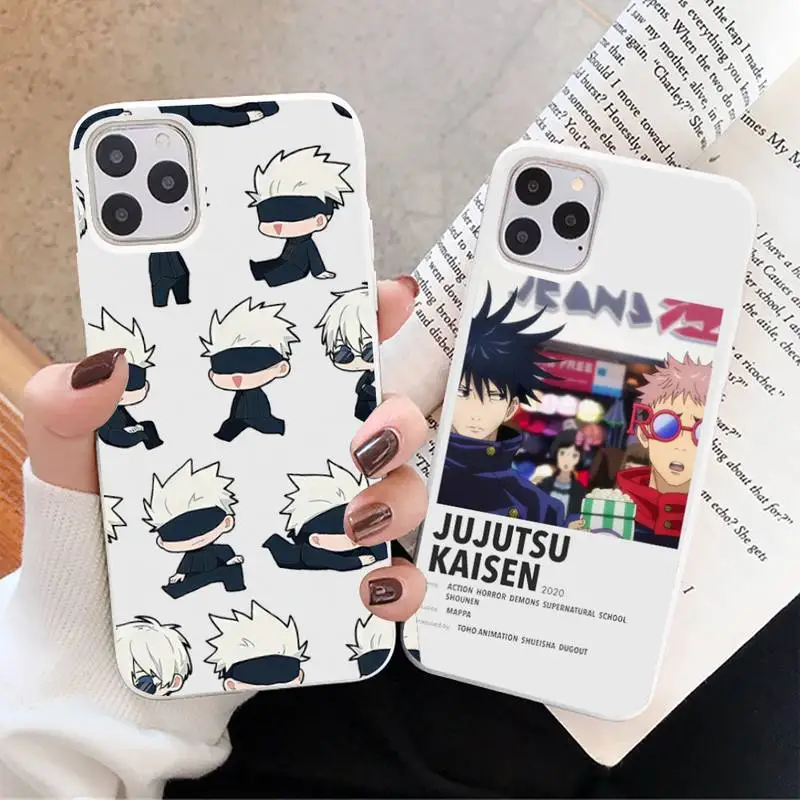 

Jujutsu Kaisen Phone Case White Candy Color for iPhone 11 12 mini pro XS MAX 8 7 6 6S Plus X SE 2020 XR