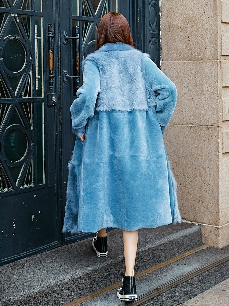 Женское пальто из натурального меха Овечья стрижка шерстяная куртка