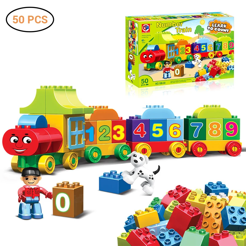 50 шт. ранние кубики для обучения большие частицы цифры поезд строительные